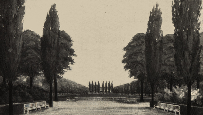 Die große Volkwiese im Volksgarten Dülken. Abbildung in: Gartenkunst 1912, Jahrgang 14, Heft 16